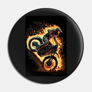 Dirt Bike With Flames Pin