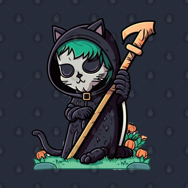 The Whiskered Reaper: A Feline of Death by Cute Pets Stickers