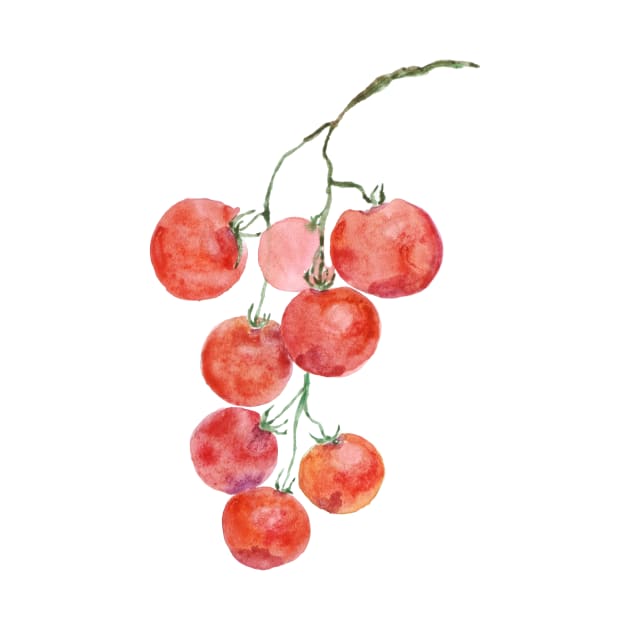 red cherry tomato watercolour by colorandcolor