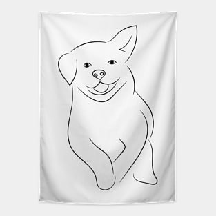 PUPPY DOG Minimalist Hand Drawn Design Tapestry