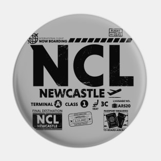 Vintage Newcastle NCL Airport Code Travel Day Retro Travel Tag UK A Pin