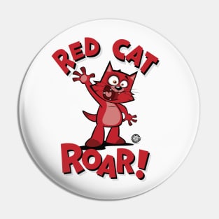 Red Cat Roar Waving Pin