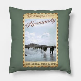 Greetings from Normandy - Juno Beach Pillow