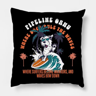 Pipeline Hawaii dog surf 8209 Pillow