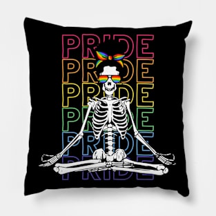 Rainbow Pride Skeleton Pillow