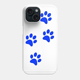 Blue Pawprints on White Phone Case