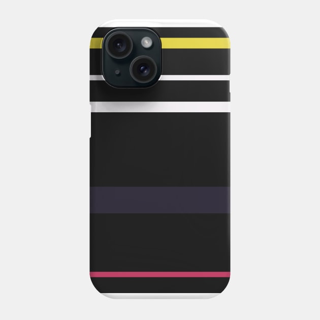 An exquisite amalgam of Very Light Pink, Dark, Almost Black, Dark Pink and Piss Yellow stripes. Phone Case by Sociable Stripes