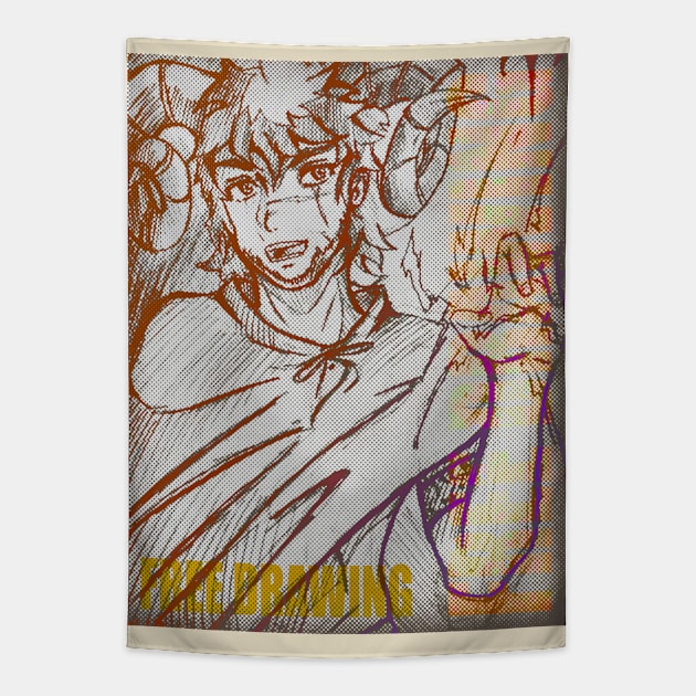 Boy with horns, totally random drawing Tapestry by Estef Mos Art