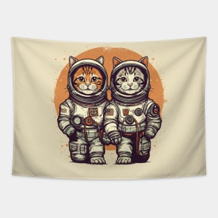 Two Astronaut Cats Tapestry