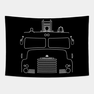 Bedford Green Goddess pump fire engine outline graphic (white) Tapestry