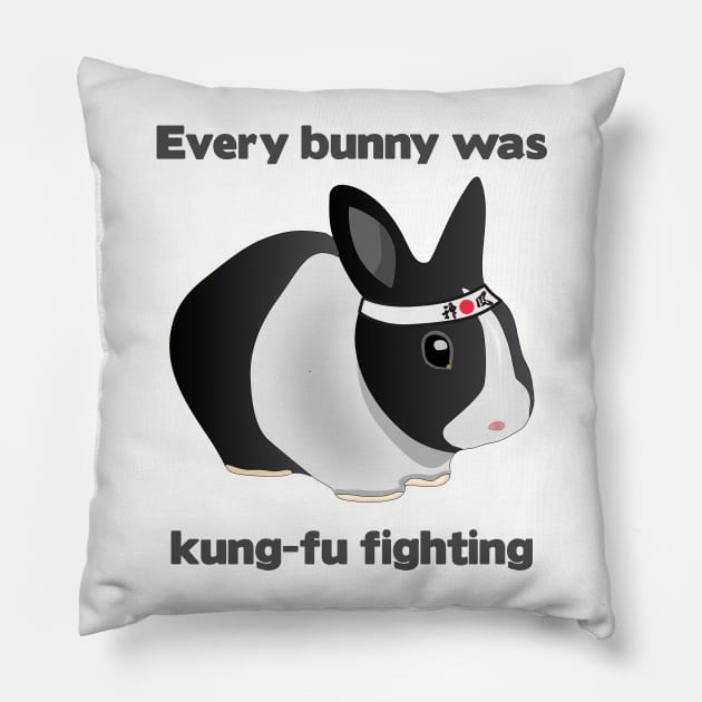 Every Bunny was Kung Fu Fighting Pillow by MaxVDesign