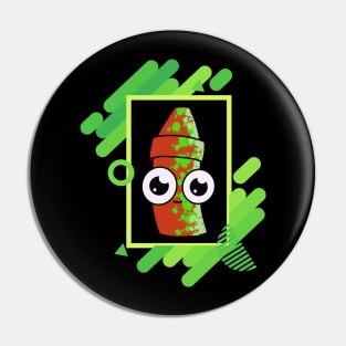 Red Crayon Buddy Green Geo Frame Pin