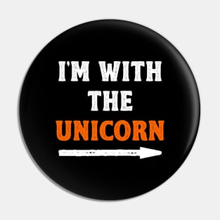 Funny Halloween I'm With The Unicorn Costume Couple Pin