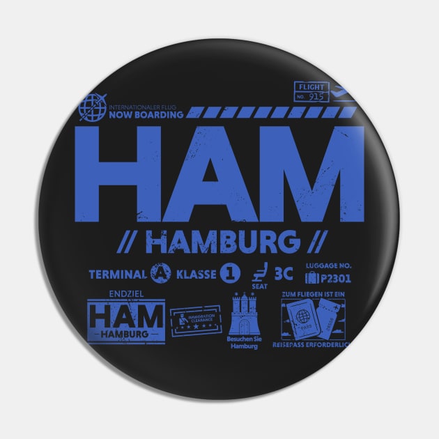 Vintage Hamburg HAM Airport Code Travel Day Retro Travel Tag Germany Pin by Now Boarding