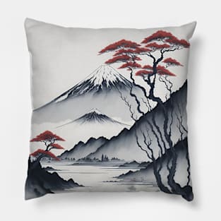 Serene Mount Fuji Sunset - Peaceful River Scenery Pillow