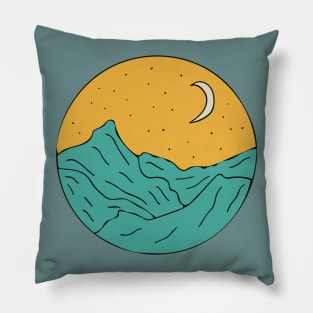 Minimalistic Magical Night And Mountains With Moon Pillow