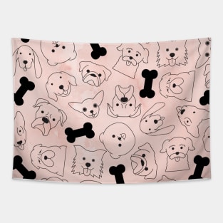 Cute Puppy Pattern (peach) Tapestry