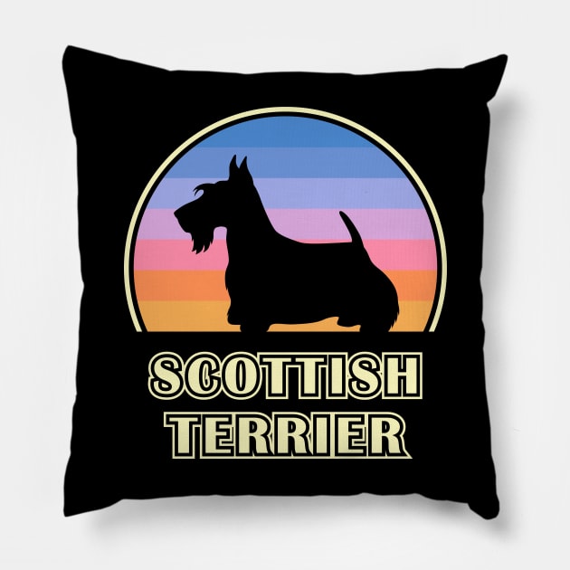 Scottish Terrier Vintage Sunset Dog Pillow by millersye