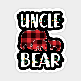 Uncle Bear Red Plaid Christmas Pajama Matching Family Gift Magnet