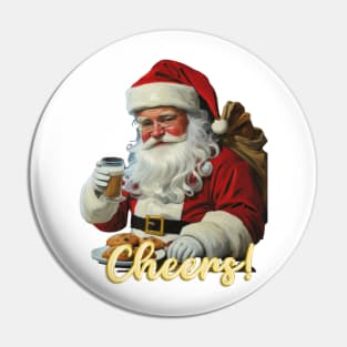 Santa Claus Cheers: Festive Holiday Pin