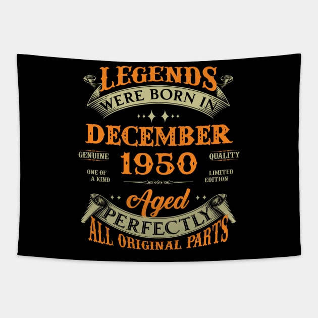 73rd Birthday Gift Legends Born In December 1950 73 Years Old Tapestry by Buleskulls 