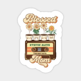 Mothers day plant  lover groovy cassette Blessed mom Magnet