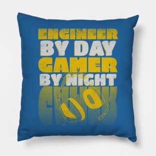 Gaming Quote Engineer by day Gamer by Night in Yellow Pillow