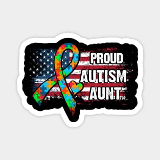 Autism Awareness T-Shirt Pround Autism Aunt Vintage USA Flag Gift Magnet