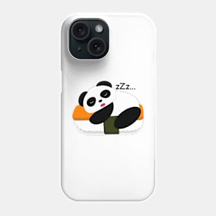 Panda sleeps top of sushi Phone Case