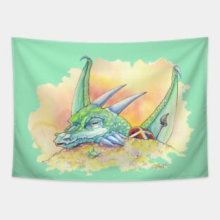 Tranquil Green Dragon (Watercolor) Tapestry