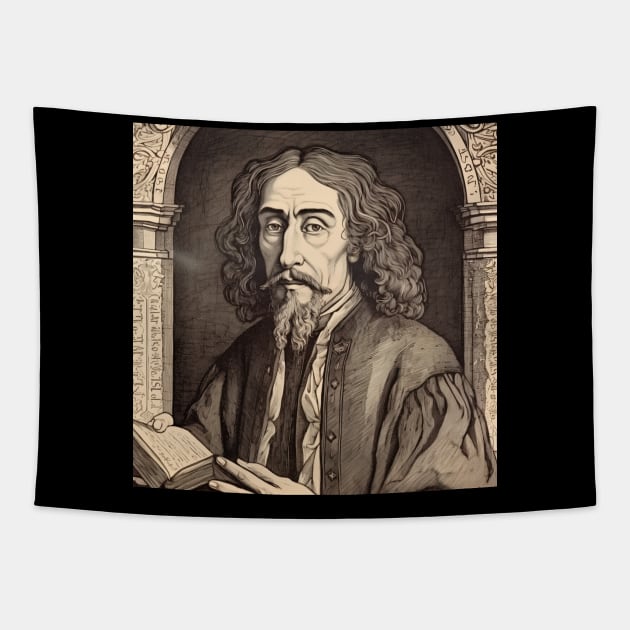 Baruch Spinoza drawing Tapestry by ComicsFactory