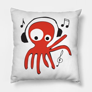 octopus listening music Pillow