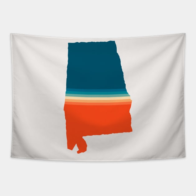 Alabama State Retro Map Tapestry by n23tees