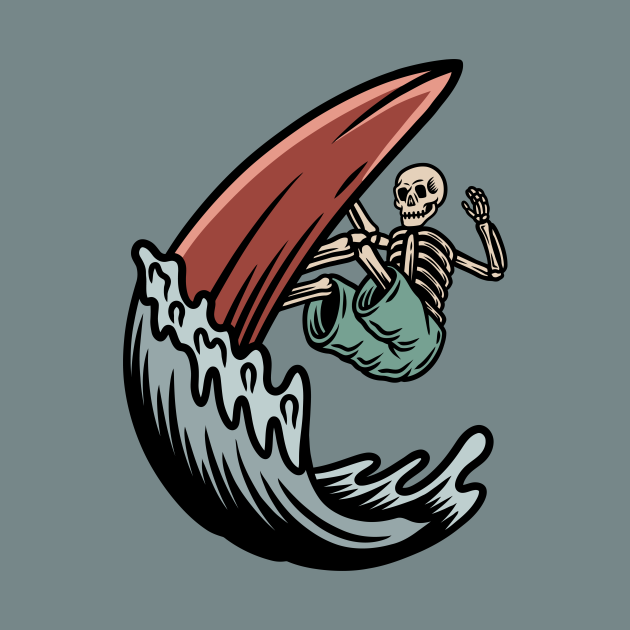 Retro Surfing Skeleton