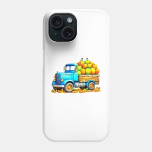 T-shirt with a picture of a full truck decorated with pumpkins for Halloween Phone Case