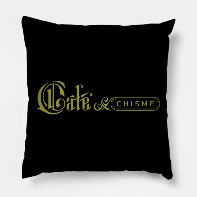 Cafe y chisme Pillow by vjvgraphiks