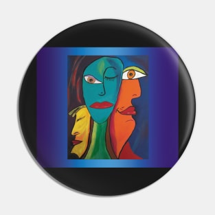 Artwork Acrylic Painting Faces Pin