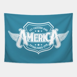 America - Shield Design (White on Blue) Tapestry