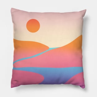 Sunset Pink Gradient Minimalist Landscape Pillow