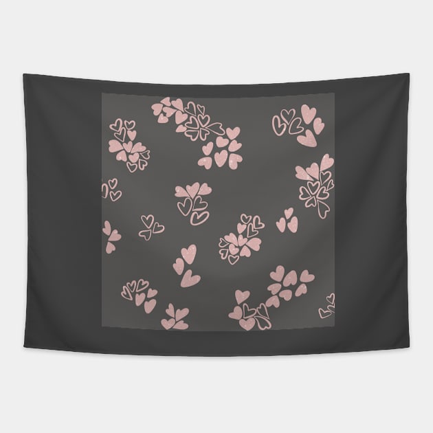 Hand-Drawn Hearts Pink Tapestry by WalkSimplyArt