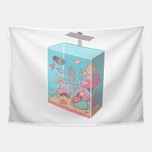 Isometric Coral Reef Tank with Fish Tapestry