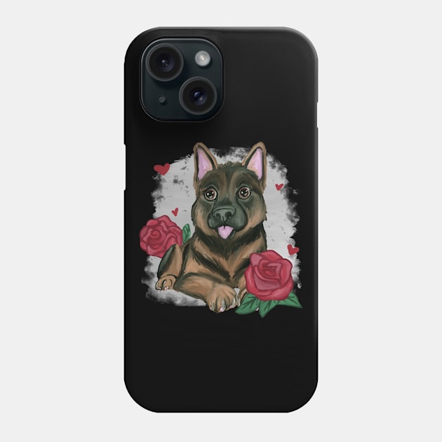 German shepherd puppy love Phone Case by Antiope