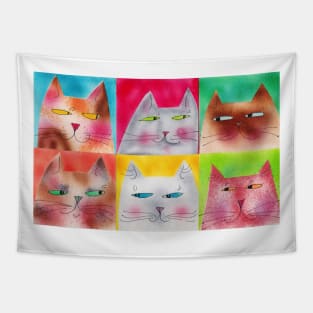 Six Adorable Cats Tapestry