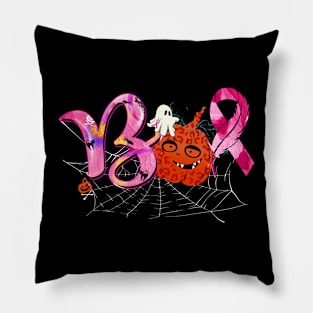 Boo Pumpkin Cute Ghost Pink Ribbon Breast Cancer Halloween Pillow