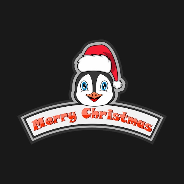 Sticker and Label Of  Penguin Character Design and Merry Christmas Text. by tedykurniawan12