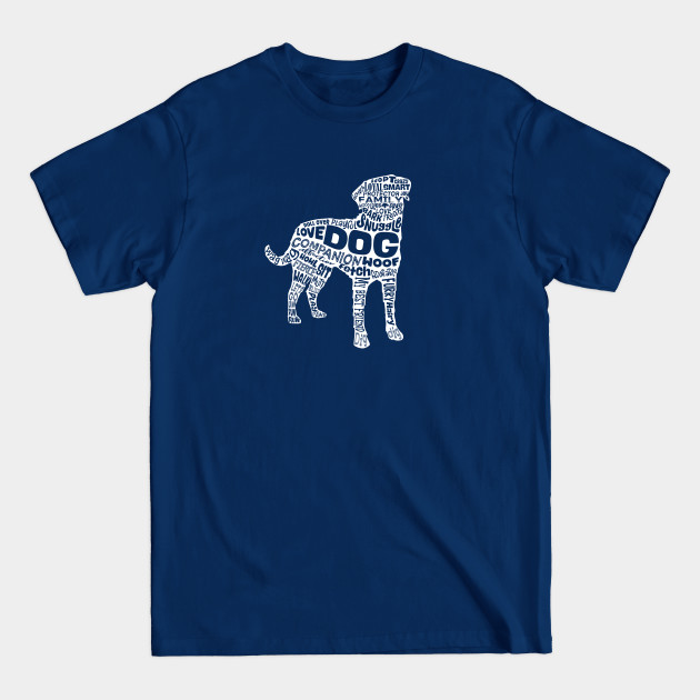 Dog Silhouette Word Cloud (White) - Dog - T-Shirt