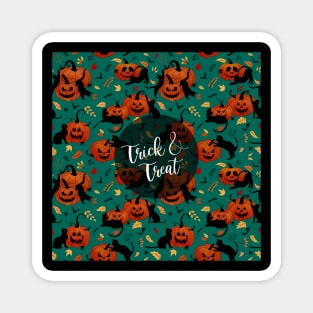 Trick and treat with cats and pumpkins Magnet