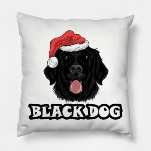 black dog merry christmas Pillow