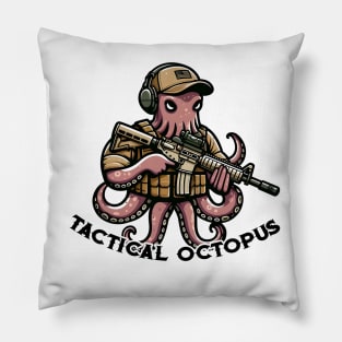 Tactical Octopus Adventure Tee: Where Intelligence Meets Style Pillow