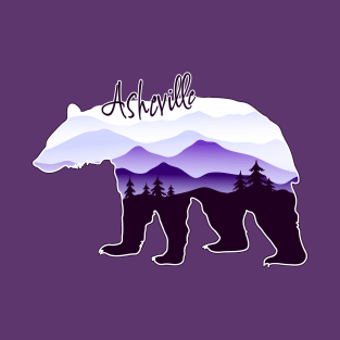 Asheville Blue Ridge Mountains - Black Bear - PurpleBG 26 T-Shirt